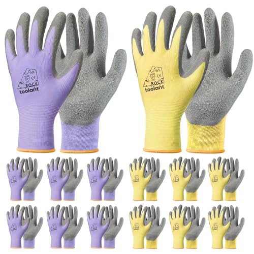 Crinkle Latex Work Gloves (Large / Purple & Yellow)