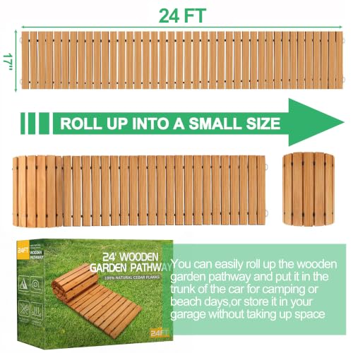 24' Wooden Garden Pathway (24ft (L) x 17in (W) / Natural-straight)