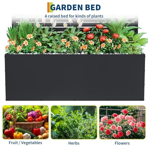 Metal Planter Box with Trellis 71"x47"x16" (Strips / no wheel)