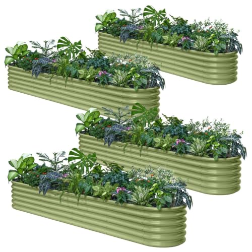 4 Pcs 10x2x1.5ft Galvanized Raised Garden Bed (Green / 10x2x1.5ft)