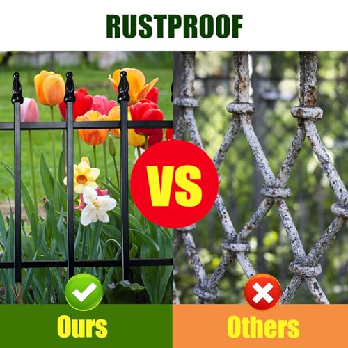 18" H x 22" W Decorative Metal Garden Border Fence (Black / 18″ H x 18.3 ft (10 Panels))