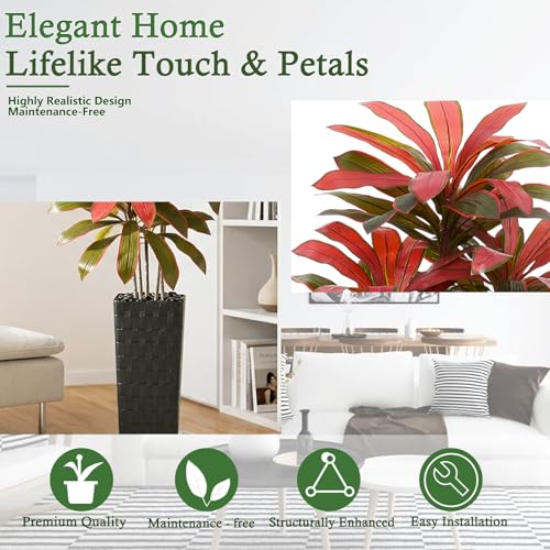 Artificial Dracaena Tree (Burgundy – Black Pot / 7FT)