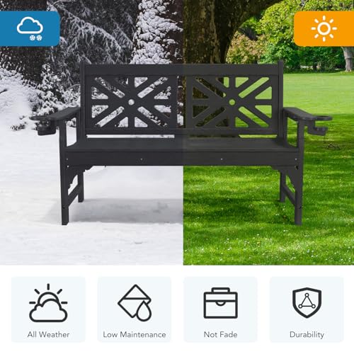 Oversized Outdoor Bench Set of 2 (Black / 2pcs)