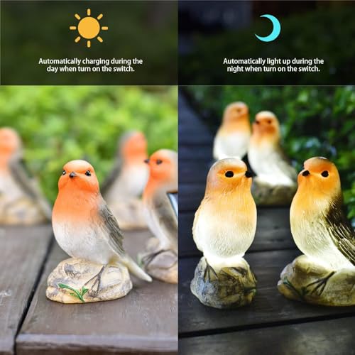 Solar Bird Garden Statue with Lights
