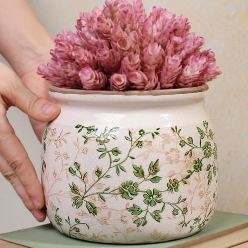 Vintage Country Ceramic Vase and Planters (Sage Beige / 6.3 in)