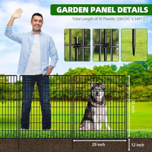 10 Panels Garden Fencing Animal Barrier with Lock (9570 sq inches)