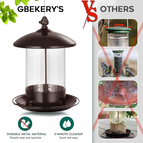 Metal Bird Feeders for Outdoors Hanging (Brown)