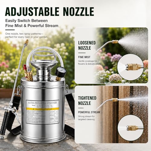 1.5Gal Stainless Steel Pump Up Sprayer Reinforced Hose