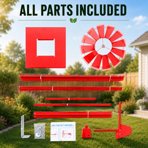 8FT Windmill for Yard Garden Decoration (Red)