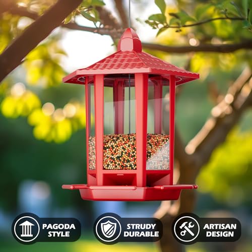 2 Pack Bird Feeders for Outdoor Hanging (Red / 2 PACK)