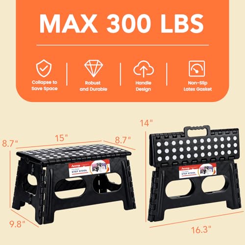 9 Inch Folding Step Stool (Widen Black / 9 Inch( Pack of 1))