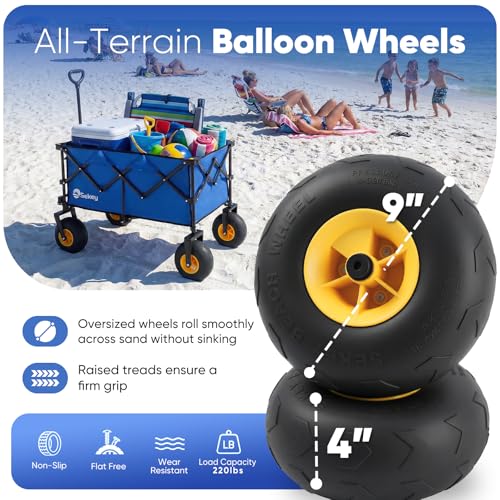 Heavy Duty Beach Wagon with 9" Big Sand (Blue&black)