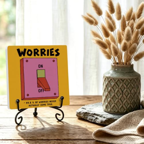 Funny Health Quote for Home Office Book Shelf Table Decor 6.3x6.3 Inch (Multicolor 1716 / Wooden sign with iron frame（6.3 x 6.3 inches）)