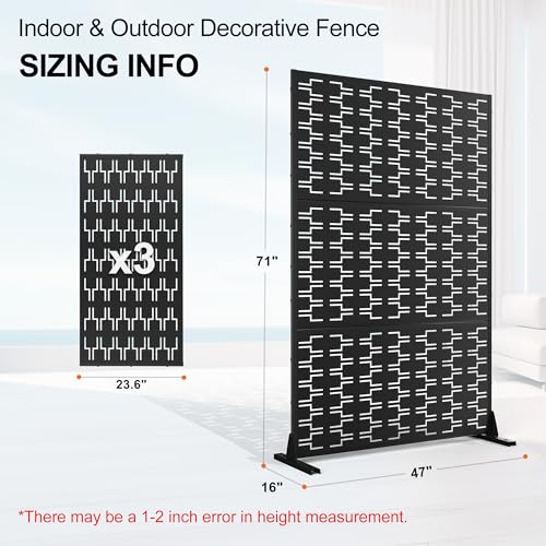 Metal Privacy Screen for Outdoor & Indoor (71"H×47"W / Black Brick)