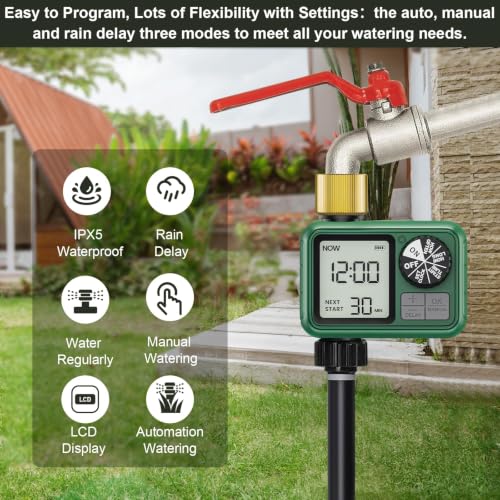 2 Pack Water Timer for Outdoor Garden Hose (1 Brass Outlet-2 Pack)