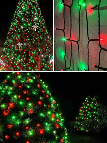 Solar Christmas Lights Outdoor 4 Pack 132FT 400 LED String Lights Red Green (Red and Green / 4 pack)