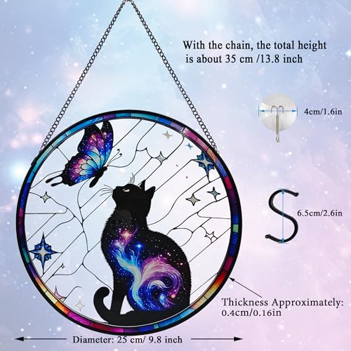 Black Cat Stained Glass Window Hanging (Black Cat)