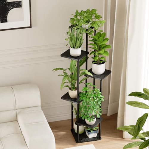 Tall Plant Stand Indoor Corner Plant Holder for Multiple Plants (Dark Brown / 6 Tier)