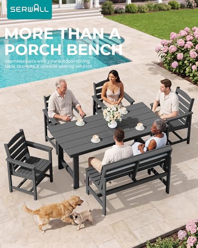 Armless Outdoor Bench (Grey / 2 Person)