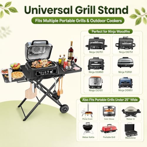 51 Inch Upgraded Grill Table Stand for Ninja Woodfire OG701&Pro XL (30 IN.)
