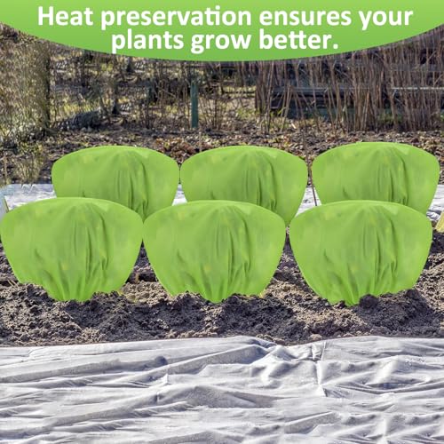 18 Pcs Winter Plant Covers Freeze Protection 39.4x23.6 Inch Horizontal Shrub Tree Plant Protection Bags Frost Blanket with Drawstring for Fall Winter Outdoor Garden Planting (Green)