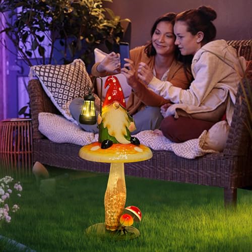 Solar Garden Gnomes Outdoor Statue (16.5 INCH / Red&green&yellow)