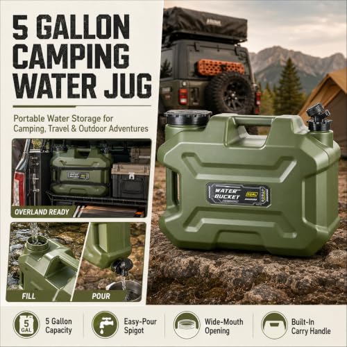 5 Gallon Camping Water Jug with Spigot (Green5-5 gal)