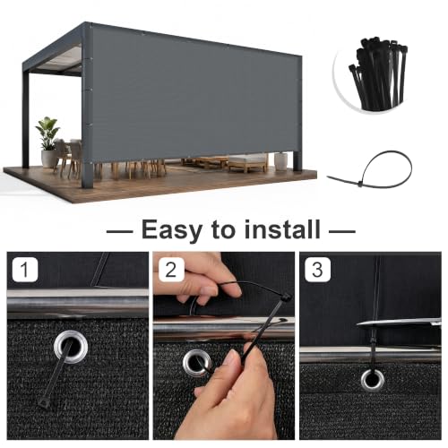 Shade Cloth 3x16 FT Sun Shade (3' x 16' custom size / Dark Grey)