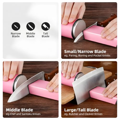 Rolling Knife Sharpener Kit with Diamond & Ceramic Disc (Pink)