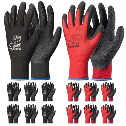 Crinkle Latex Work Gloves (X-Large / Black & Red)