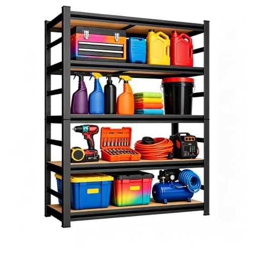 Garage Shelving (Wooden-5TIER 63"H×28"W×12"D)