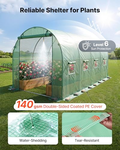 Walk in Tunnel Greenhouse (Green / 15x7x7 ft)