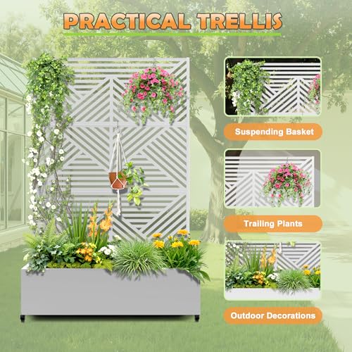 Metal Raised Garden Bed (White-zodiac / 71" x 47" x 16")