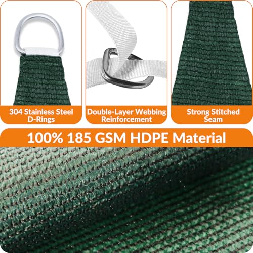 17'X30' Sun Shade Sail Dark Green Curved Square Customizable (Dark Green / 17'X30' custom)