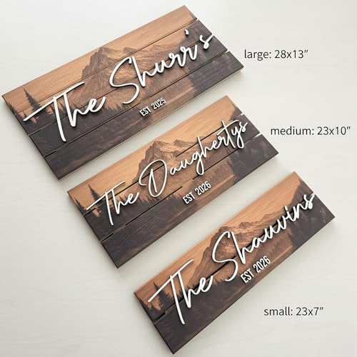 Custom Mountain Family Name Sign (Small)