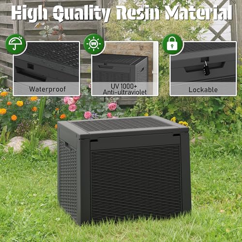 30 Gallon Outdoor Storage Box Waterproof Deck Box for Patio (Black / 30 Gallon)