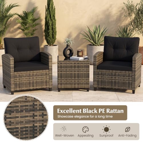 3 Piece Patio Furniture Set (Natural-black)