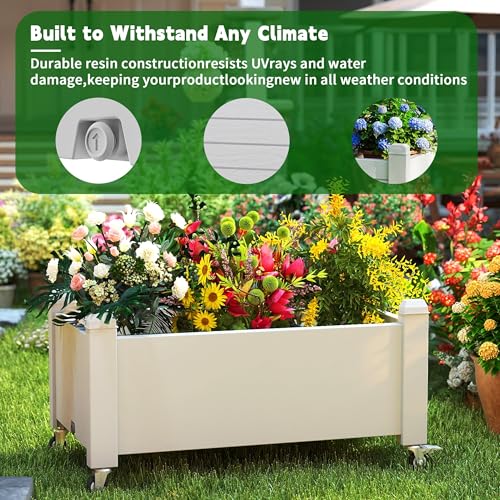 Small Raised Garden Bed with Wheels (Ashen / 30.04*17.72*17.56)