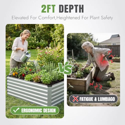 Galvanized Metal Raised Garden Bed 6×3×2FT (Silver / 6×3×2ft)