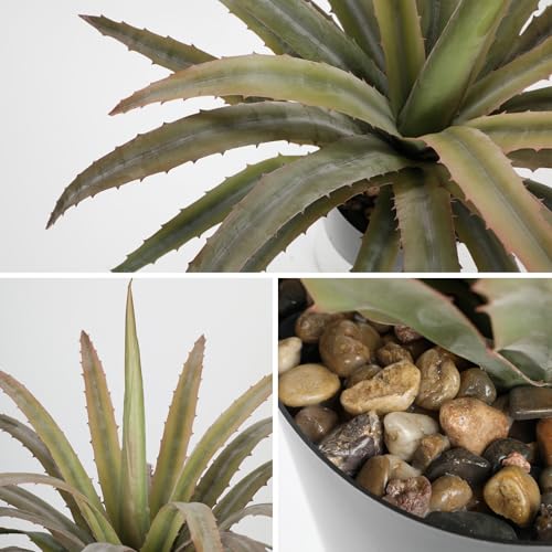 Artificial Agave Plant with Pot 17in Realistic Faux Succulent Plant