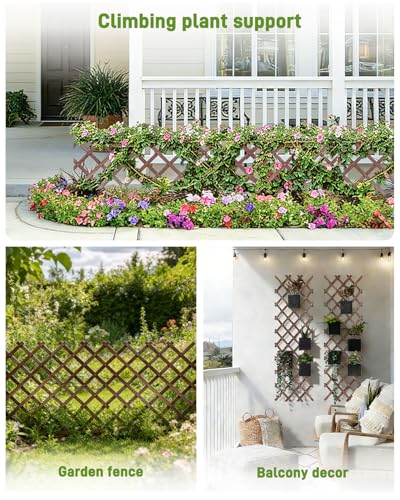 Expandable Wooden Lattice Fence Panel (1 Pack / 3.2 x 6.1 ft)