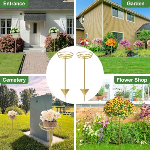 2 Pack Adjustable Outdoor Flower Pot Stand (Gold)