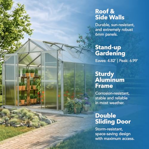 Topas 6 7.4x12.6 ft Walk in Greenhouse 6mm Polycarbonate
