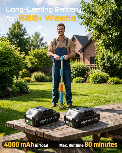 Electric Stand Up Weed Puller Tool with 2 x 2000mAh Batteries (Seesii Blue)