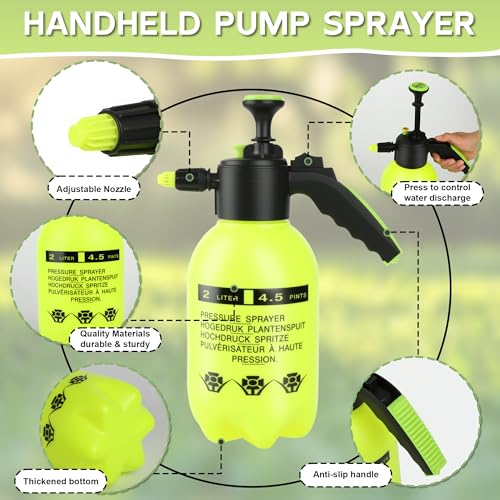 2 Pcs 1 2 Gallon Plastic Handheld Pump Sprayer (Yellow / 1/2 Gallon)