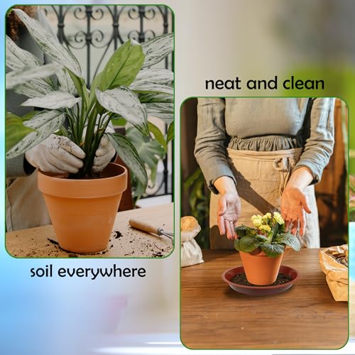 8 Pack 18 Inch Round Plant Saucers for Less 16 Inch Pot Indoors Outdoors Plant Trays for Pots Planter Saucer Plastic Drip Tray Planter Water Tray (18"(8pcs) / Terracotta)
