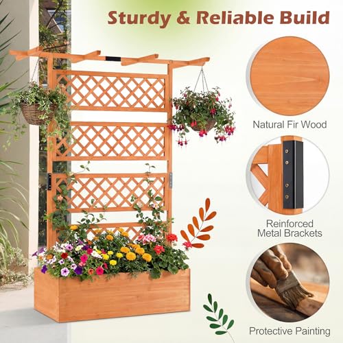 Raised Garden Bed with Trellis 2 Pack (Orange / 60"Lx22"Wx72"H)