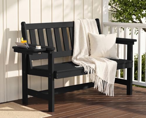 HDPE Outdoor Bench with Foldable Cup Holder