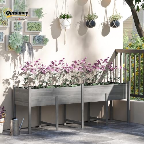 Wooden Raised Garden Bed with Legs (Gray / 88.5 X 21.75 X 31.5 in)