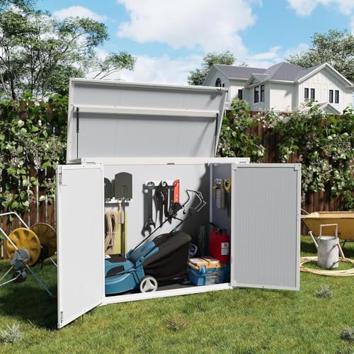 Storage Shed Outdoor Weatherproof Resin Storage Shed with Floor 41 Cu.Ft (Gray / 41 Cu.Ft)